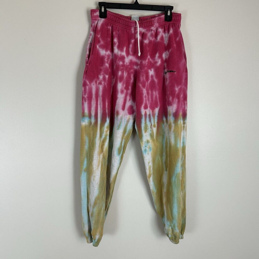 Iets Frans Sweatpants Womens M High Rise Joggers Lounge Athleisure Tie Dye Pink